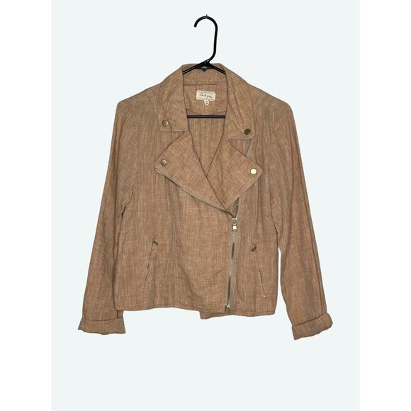 Lou & Grey Jackets & Blazers - Lou and Grey 100% Linen Blush Asymmetrical Zipper Moto Jacket Size‎ Medium
